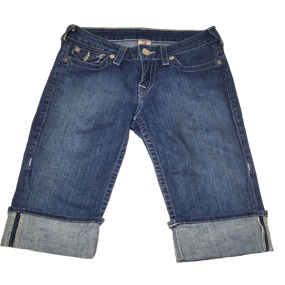 Vintage True Religion Big T Stitch Womens Size 29 Knee Length USA Made Shorts